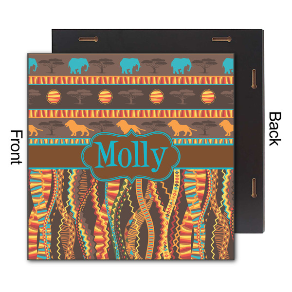 African Lions & Elephants 12x12 Wood Print - Front & Back View