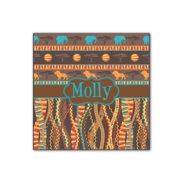 Custom African Lions & Elephants Wood Print - 12x12 (Personalized)