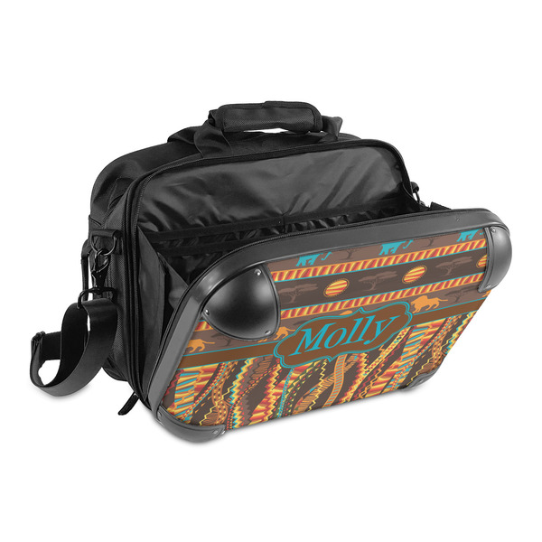 African Lions & Elephants 15" Hard Shell Briefcase - Open