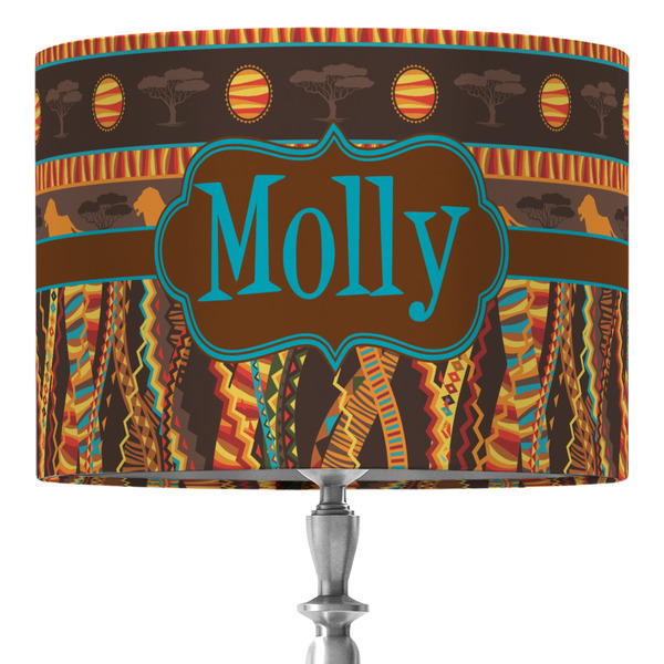 Custom African Lions & Elephants 16" Drum Lamp Shade - Fabric (Personalized)