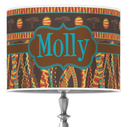 African Lions & Elephants 16" Drum Lamp Shade - Poly-film (Personalized)