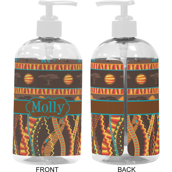 African Lions & Elephants 16 oz Plastic Liquid Dispenser- Approval- White