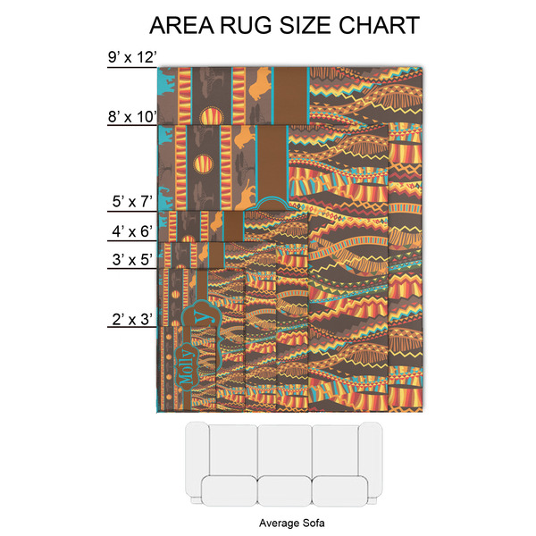 African Lions & Elephants 2'x3' Indoor Area Rugs - Size Chart