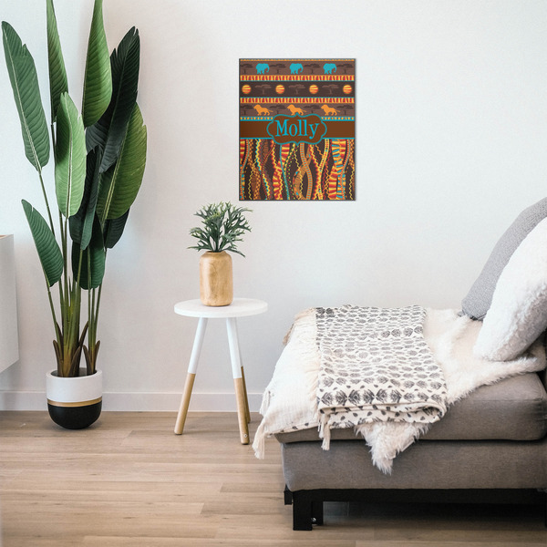 African Lions & Elephants 20x24 Wood Print - In Context