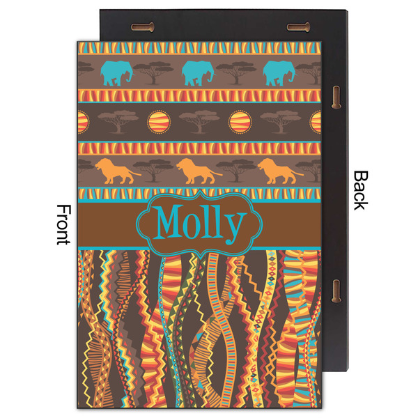 African Lions & Elephants 20x30 Wood Print - Front & Back View