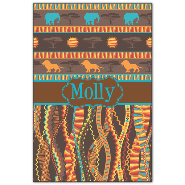 Custom African Lions & Elephants Wood Print - 20x30 (Personalized)