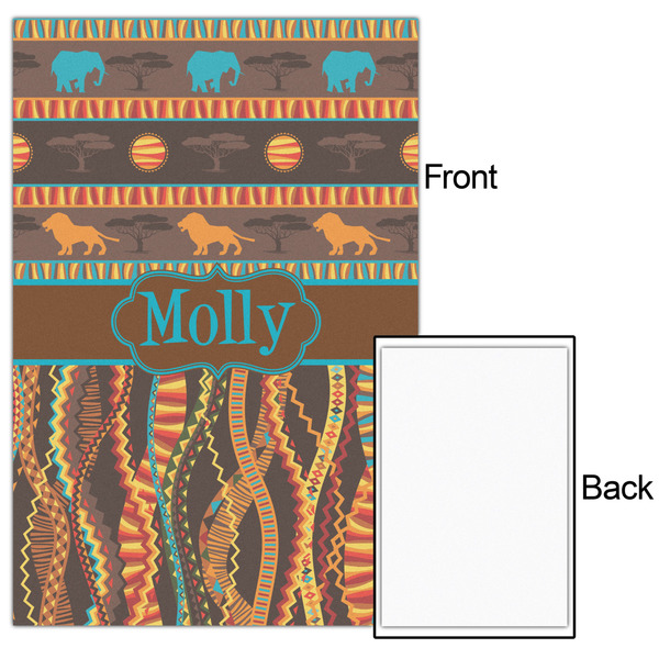 African Lions & Elephants 24x36 - Matte Poster - Front & Back