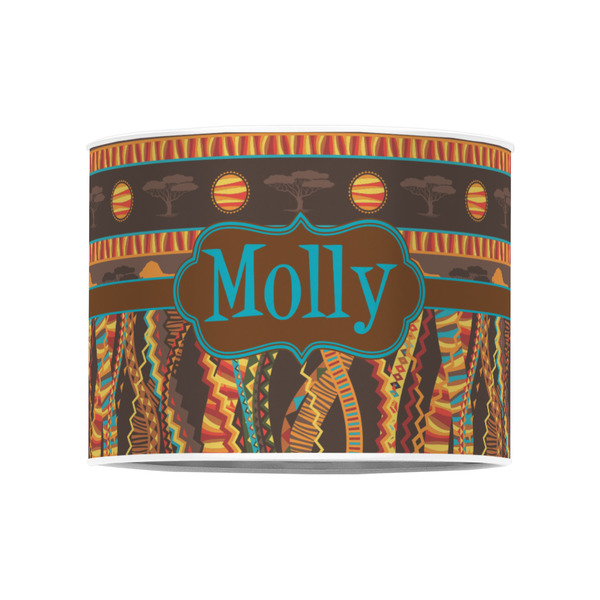 African Lions & Elephants 8" Drum Lampshade - FRONT (Poly Film)