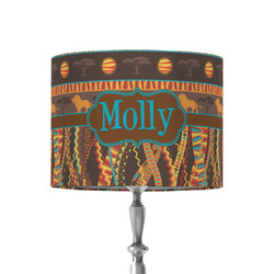 African Lions & Elephants 8" Drum Lamp Shade - Fabric (Personalized)