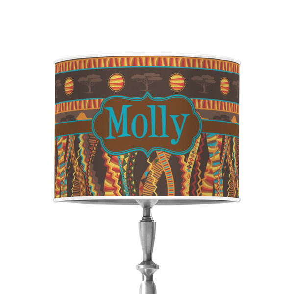 African Lions & Elephants 8" Drum Lampshade - ON STAND (Poly Film)