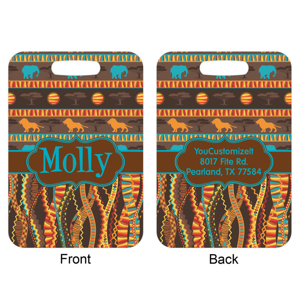 African Lions & Elephants Aluminum Luggage Tag (Front + Back)