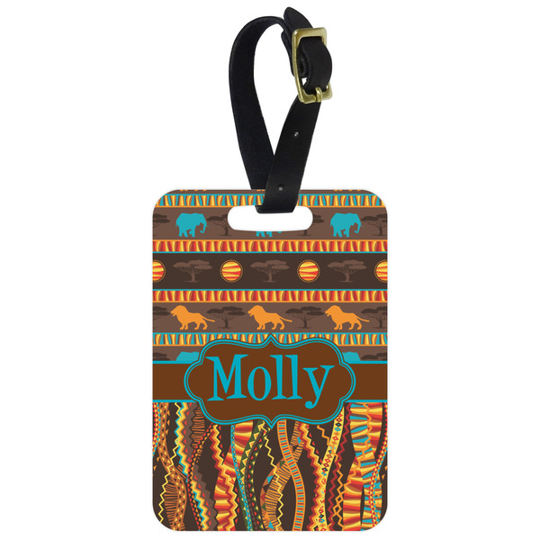 Custom African Lions & Elephants Metal Luggage Tag w/ Name or Text