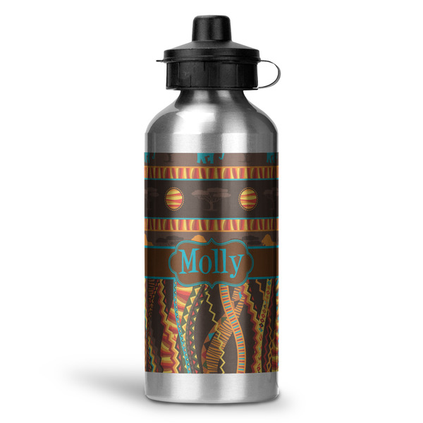Custom African Lions & Elephants Water Bottle - Aluminum - 20 oz (Personalized)