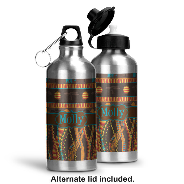 African Lions & Elephants Aluminum Water Bottle - Alternate lid options