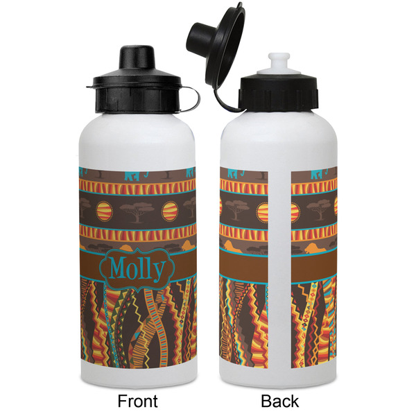 African Lions & Elephants Aluminum Water Bottle - White APPROVAL