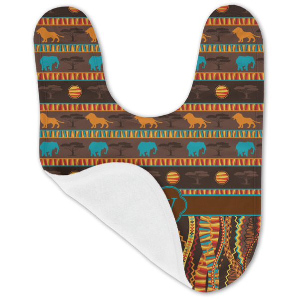 African Lions & Elephants Baby Bib - AFT folded