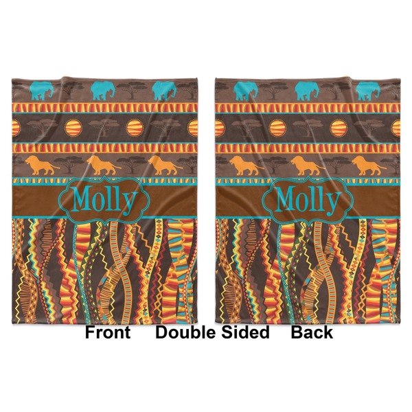 African Lions & Elephants Baby Blanket (Double Sided - Printed Front and Back)