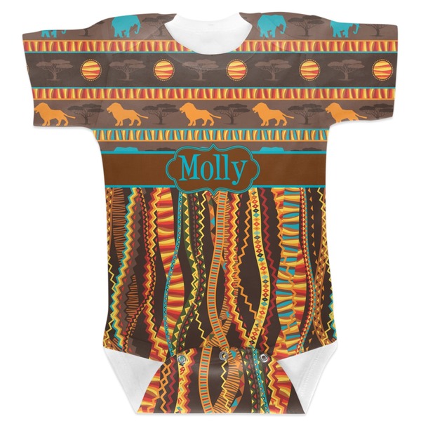 Custom African Lions & Elephants Baby Bodysuit 0-3 (Personalized)