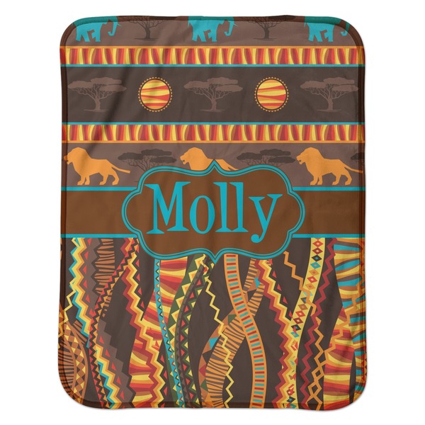 African Lions & Elephants Baby Sherpa Blanket - Flat