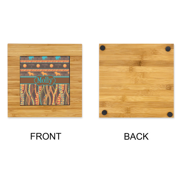 African Lions & Elephants Bamboo Trivet with 6" Tile - APPROVAL