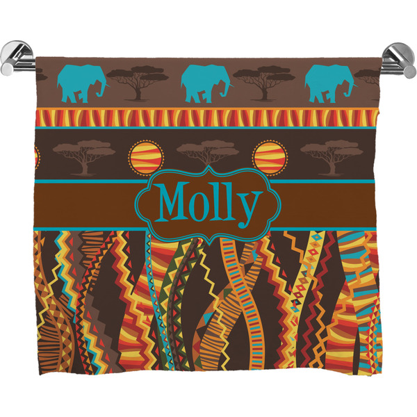 Custom African Lions & Elephants Bath Towel (Personalized)