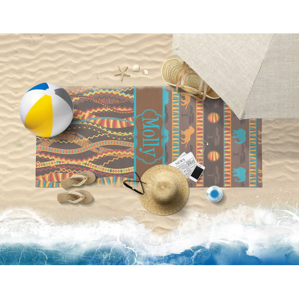 African Lions & Elephants Beach Towel Lifestyle