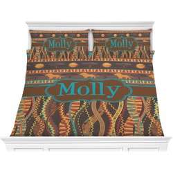 African Lions & Elephants Comforter Set - King (Personalized)