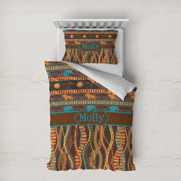 Custom African Lions & Elephants Duvet Cover Set - Twin XL (Personalized)
