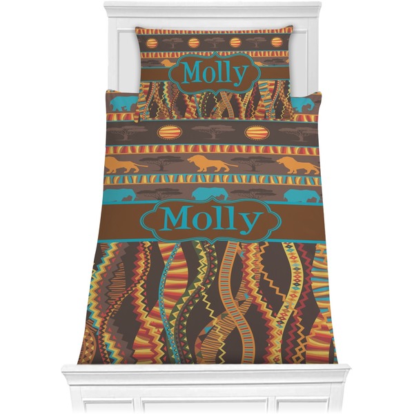 Custom African Lions & Elephants Comforter Set - Twin (Personalized)