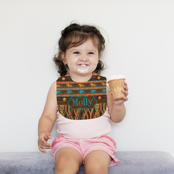 African Lions & Elephants Bib Lifestyle Girl