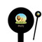 African Lions & Elephants 6" Round Plastic Food Picks - Black - Double Sided (Personalized)