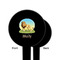 African Lions & Elephants Black Plastic 6" Food Pick - Round - Single Sided - Front & Back