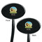 African Lions & Elephants Black Plastic 7" Stir Stick - Double Sided - Oval - Front & Back
