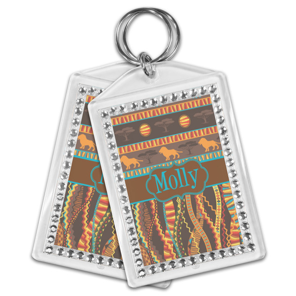 African Lions & Elephants Bling Keychain - MAIN