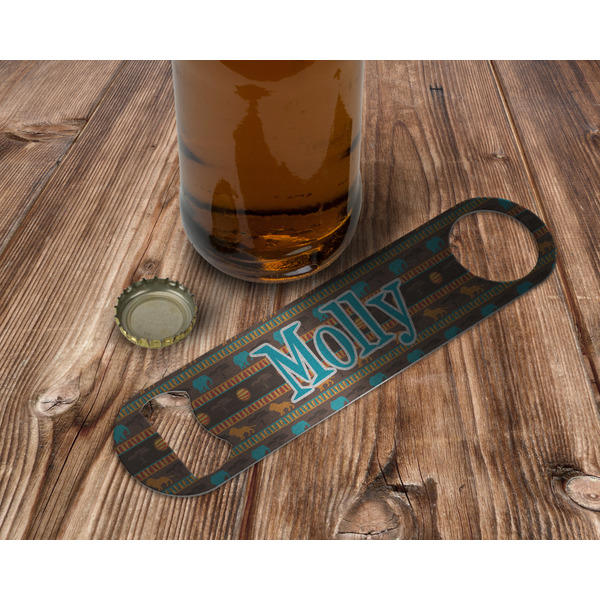 African Lions & Elephants Bottle Opener - In Use