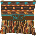 African Lions & Elephants Faux-Linen Throw Pillow 16" (Personalized)