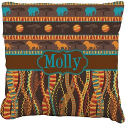 African Lions & Elephants Faux-Linen Throw Pillow 16" (Personalized)