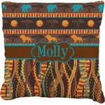 African Lions & Elephants Faux-Linen Throw Pillow 18" (Personalized)