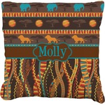 African Lions & Elephants Faux-Linen Throw Pillow 20" (Personalized)