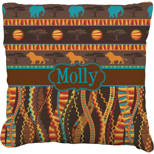 Custom African Lions & Elephants Faux-Linen Throw Pillow 20" (Personalized)