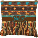 African Lions & Elephants Faux-Linen Throw Pillow 26" (Personalized)