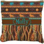 African Lions & Elephants Faux-Linen Throw Pillow (Personalized)