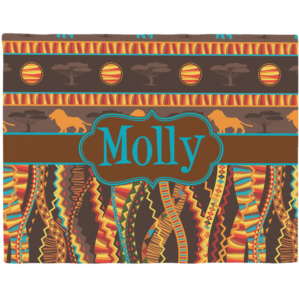 Custom African Lions & Elephants Woven Fabric Placemat - Twill w/ Name or Text