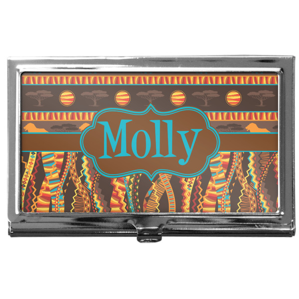 Custom African Lions & Elephants Business Card Case