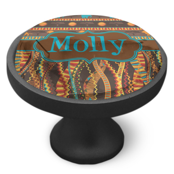 African Lions & Elephants Cabinet Knob - Black - Side