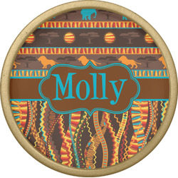 African Lions & Elephants Cabinet Knob - Gold (Personalized)