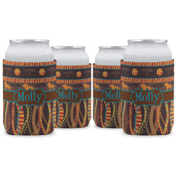 African Lions & Elephants Can Cooler (12 oz) - Set of 4 w/ Name or Text