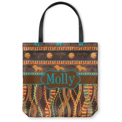 African Lions & Elephants Canvas Tote Bag - Medium - 16"x16" (Personalized)