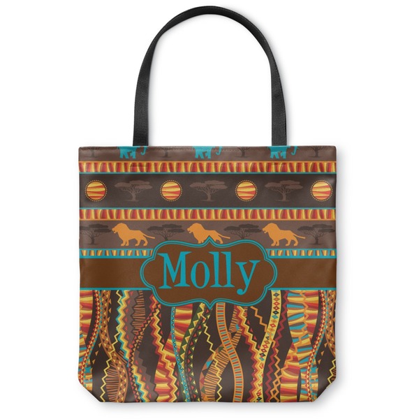 Custom African Lions & Elephants Canvas Tote Bag (Personalized)