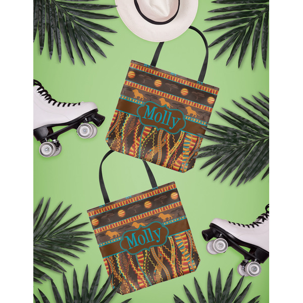 African Lions & Elephants Canvas Tote Lifestyle Front and Back